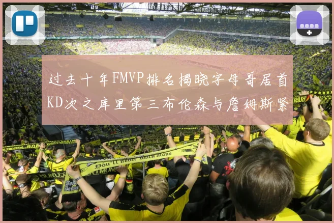 过去十年FMVP排名揭晓字母哥居首KD次之库里第三布伦森与詹姆斯紧随其后
